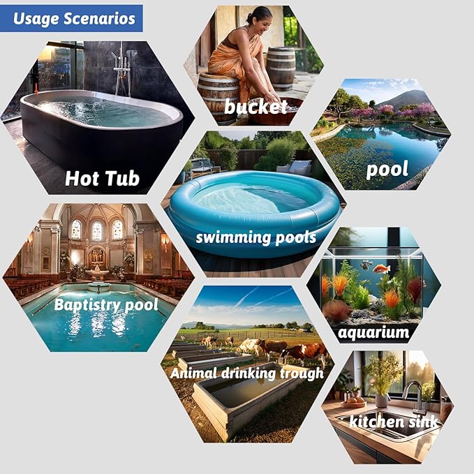 2000W Immersion Water Heater Portable Electric Hot Tub and Pool Submersible Water Heater with Temp Control, WiFi Timer for Bathtub, Spa, Swimming pool, above ground pool and baptismal pool