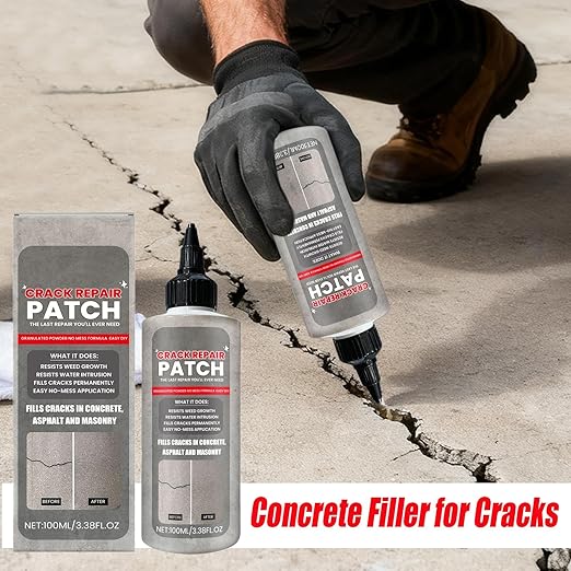 Liquid Cement Crack Filler - Quick Drying Sealant Waterproof Caulking Glue - Driveway Floor Crack Repair | for Asphalt Walkways Patios Terraces Wall Roofs