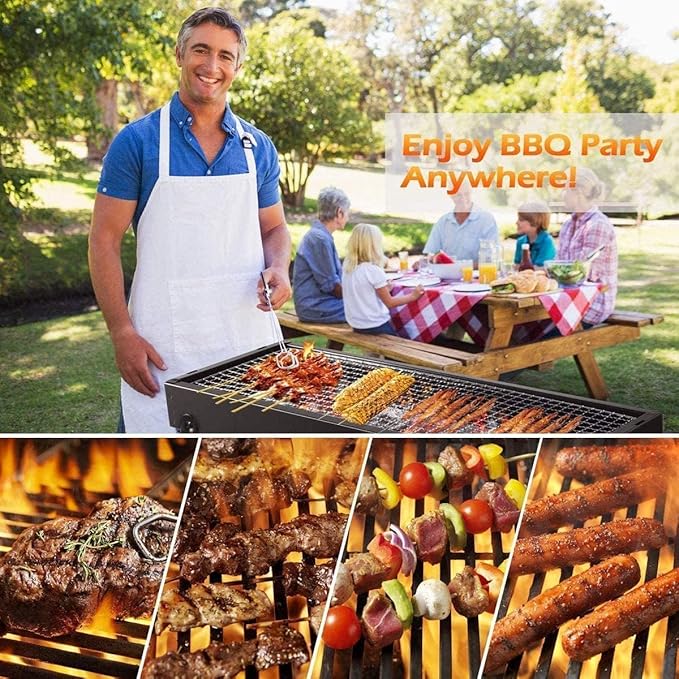 Portable Charcoal Grill, Portable Tabletop BBQ for Outdoor Cooking | Compact Folding Grill for Camping, Hiking, Picnics & Travel | 24”x13”x9” Lightweight Smoky Flavor Grill