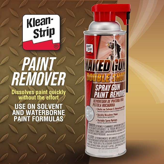KLEAN-STRIP Naked Gun Paint Remover for Spray Guns, Powerful Solvent & Waterborne Paint Gun Cleaner, 15 Ounce Aerosol