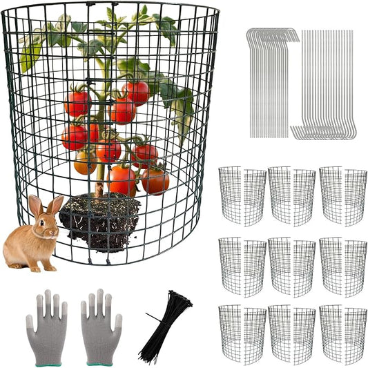 Heavy Duty Plant Protector from Animals - 15LB 14" H X 14" D Metal Mesh Plant Cage Covers - Sturdy Garden Bunny Barricades Chicken Wire Cloche for Plants Shrubs Vegetables Flowers 10 Packs