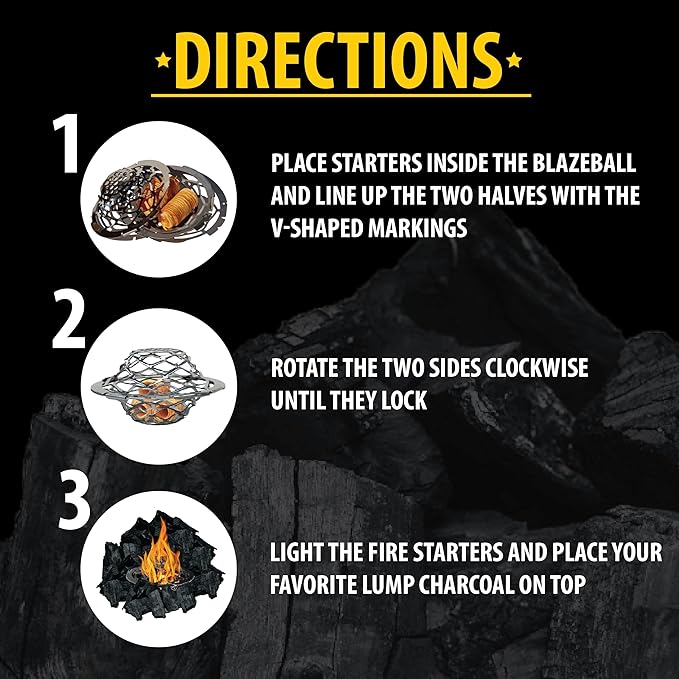 FOGO Blazaball, Fire Starter Accessory for Charcoal Grills, Firepits, and Fireplaces, Compatible with Fire Starters, Silver (BL1)