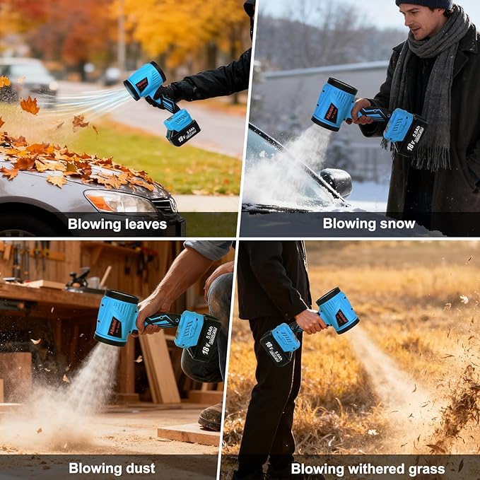 Cordless Leaf Blower - 18V Handheld Blower, Compatible with Makita 18V Batteries, with 5.0Ah Battery and Charger, Lightweight for Patio Cleaning,Lawn Care,Blowing Leaves and Dust,Car Blowing Water