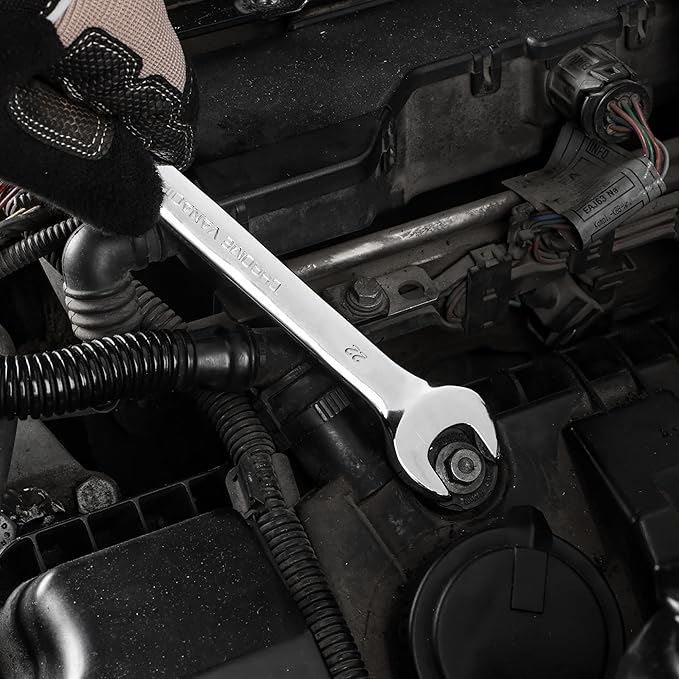 DURATECH 22mm Combination Wrench, Metric, CR-V Constructed with Mirror Polish, 12-Point, 15-Degree Offset