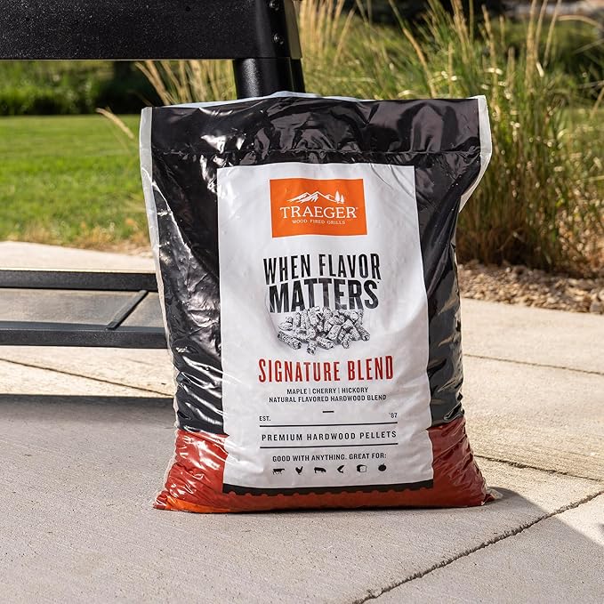 Traeger Grills Signature Blend 100% All-Natural Wood Pellets for Smokers and Pellet Grills, BBQ, Bake, Roast, 18 lb. Bag (Pack of 3)