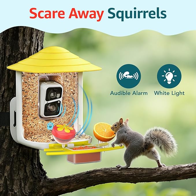 birdsnap® TUC Bird Feeder with Camera 2K HD, Solar Panel 32GB Card 4-in-1 Perch, 160°View Auto Detect & Notify AI Identify Video Bird Camera Wireless Outdoors Ideal Gift for Birds Lover