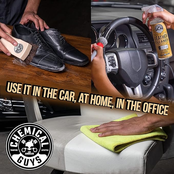 Chemical Guys Complete Leather Cleaner and Conditioner Detailing Kit with Total Interior, for Cars, Home, Office, and More (Works on Natural, Faux Leather and More) 9 Items - HOL412