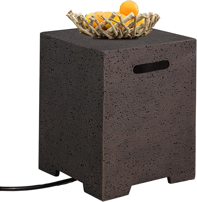 COSIEST Outdoor Hideaway Tank Table for Gas Fire Pits, Hides Standard 20lb 16-inch Propane Tank Cover w Side Handles (Rusty Red)
