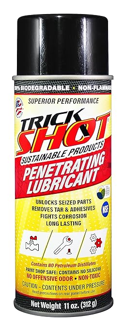 Trick Shot - 3 in 1 Penetrating Lubricant Oil - Non-Toxic, Non-Flammable & Eco-Friendly Food Grade Industrial Oil Spray - Biodegradable Anti-Seize Lubricant, Protects, Degreases & Cleans (1-Pack)
