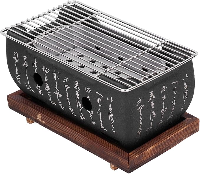 Charcoal BBQ Grill,Portable Japanese BBQ Tabletop Barbecue Grill Tools,Lightweight Retro Barbecue Stove Oven for Camping Picnics, Garden, Backyard Outdoors Cooking