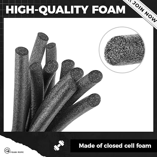 3/8 Inch x 50 ft Foam Backer Rod for Gaps Joints Concrete Crack Filler Caulk Saver Bulk Foam Backing Rod Concrete Filler Rope for Weather Stripping Door Seal (Black)