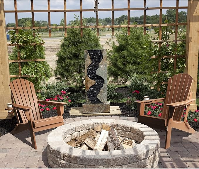 FUNBERRY Folding Adirondack Chair Set of 2, All Weather HDPE Fire Pit Chairs with Cup Holder for Outdoor