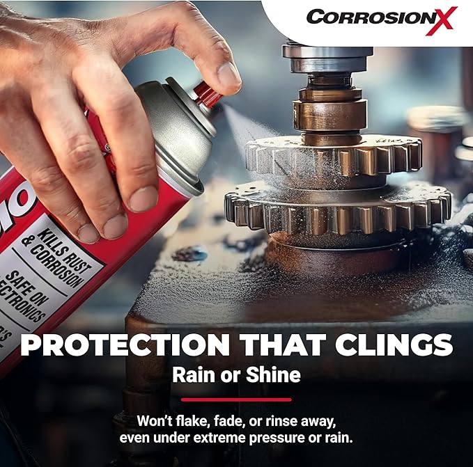 CorrosionX Rust Inhibitor, Industrial-Strength Dielectric Corrosion Prevention, Lubricant & Penetrant for Marine, Automotive, Electronics & RV, Protects Bolts, Cables, Engines, Parts, 4oz Applicator