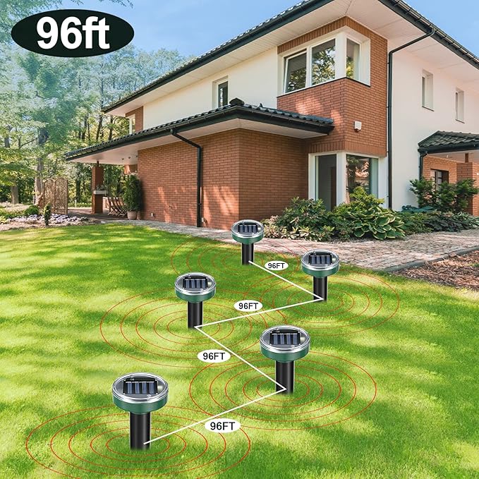12Pack Snake Repellent for Yard, Solar Powered Ultrasonic Mole Repellent, Gopher Repeller Sonic Mole Deterrent Spikes, Snake Gopher Vole Repellent Outdoor for Lawn Garden & Yard