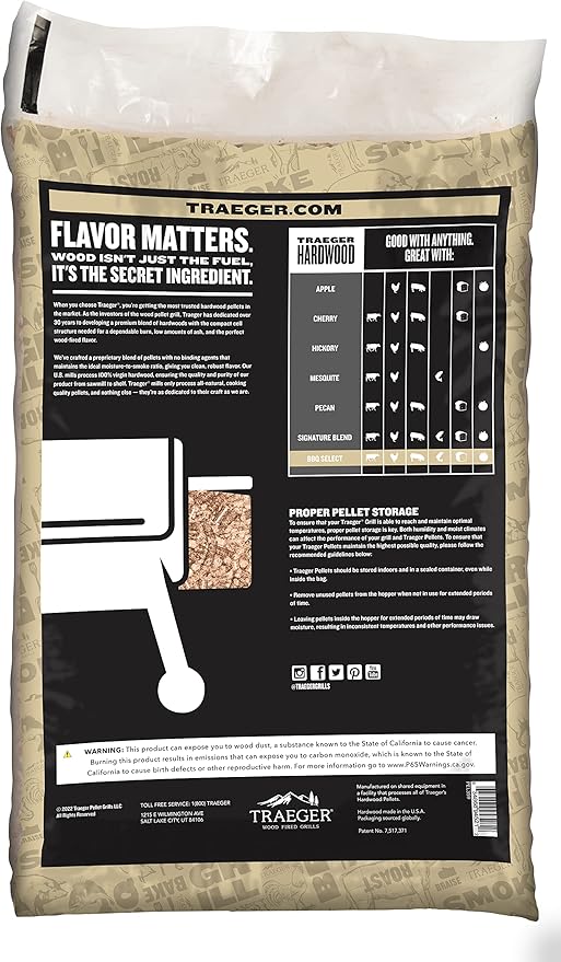 Traeger Grills BBQ Select 100% All-Natural Wood Pellets for Smokers and Pellet Grills, BBQ, Bake, Roast, and Grill, 30 lb. Bag (Pack of 2)