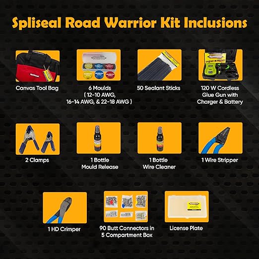 Road Warrior Kit - 6 Moulds, 120W Glue Gun, 50 Sealant Sticks, Mould Release, Wire Cleaner