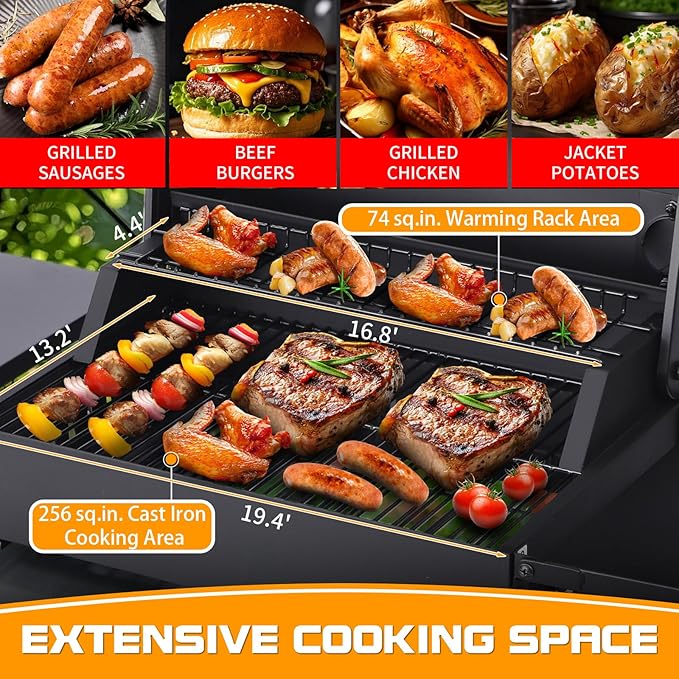 CIG GARDEN Charcoal Grill with 2 Foldable Side Tables,20-Inch Outdoor Barbecue Grill with 330 Sq.In.Cooking Area,Enamel Steel Wiring Charcoal Grill with Charcoal Trays for Camping Garden Backyard