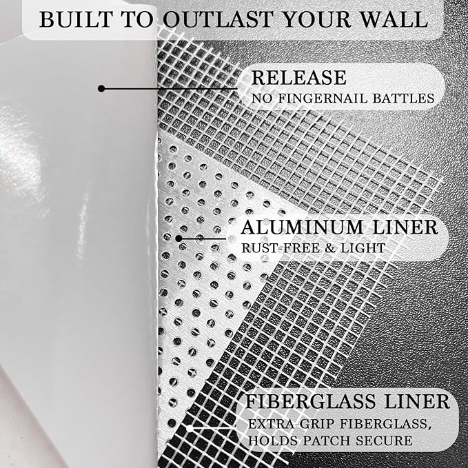 6-Pack Drywall Repair Kit - Heavy Duty Aluminum Self-Adhesive Mesh Patch Set Including 4P 12 x12 Inch & 2P 4x4 Inch Drywall Patch, with Scraper for Large Holes in Walls & Ceilings