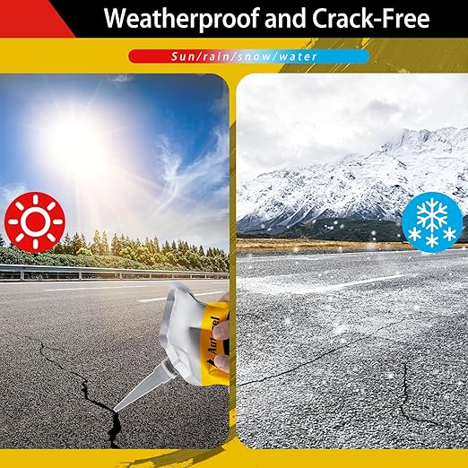 Concrete Crack Filler, Pro Cement Crack Filler, Asphalt Crack Filler,Slab Concrete Crack Waterproof, Self-Leveling Driveway Crack Filler, Quick-Drying Sealing Adhesive, Crack Filler Black-2 Pcs