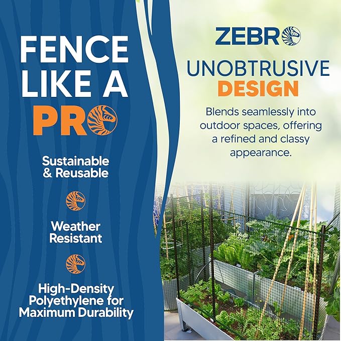 3/4" Square Mesh Plastic Fence Roll (40" x 25' - Green) - Unobtrusive 40 Inch High Temporary Garden Fencing Netting to Protect Plants, Patio, Porch, Yards and Outdoor Spaces from Deer & Animals