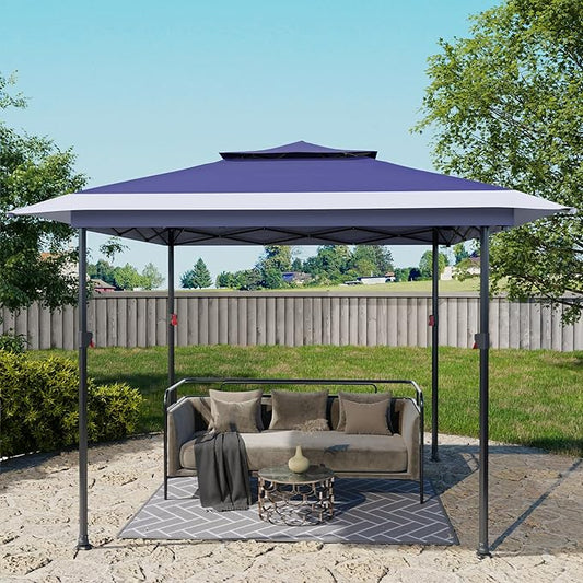 Kingdura 13x13 Pop Up Canopy, Easy Setup Canopy Tent, Double Roof Outdoor Patio Shelter Sun Shade with 4 Sand Bags, 3 Adjustable Height for Patio Furniture, Party, Wedding, Outdoor Dining (Blue)