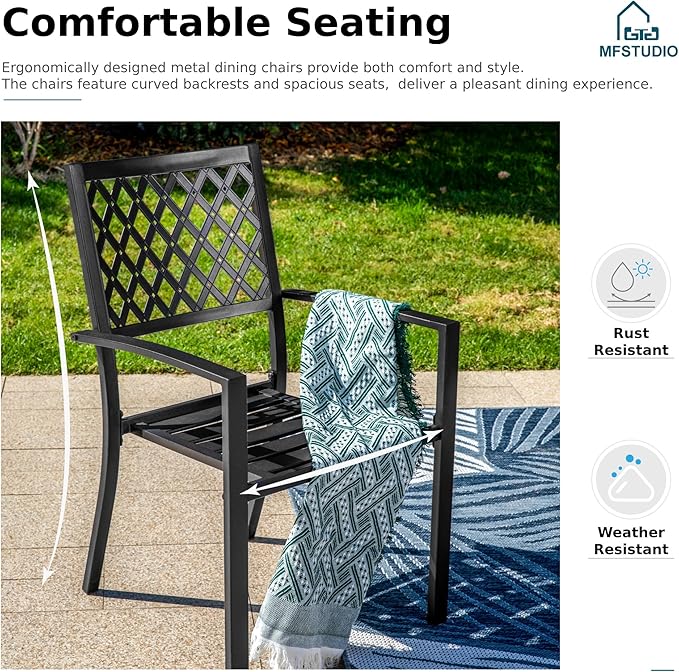 MFSTUDIO Outdoor Dining Set for 6, Expandable Patio Table and Chairs Set, 7 Piece Metal Patio Furniture Set, Patio Dining Set for Deck Backyard Poolside Garden