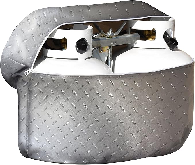 ADCO 2714 Silver Double 40 Diamond Plated Steel Vinyl Propane Tank Cover