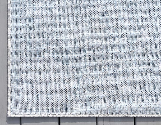 Unique Loom Outdoor Traditional Collection Area Rug - Timeworn (8' x 11' 4" Rectangle, Blue/ Gray)