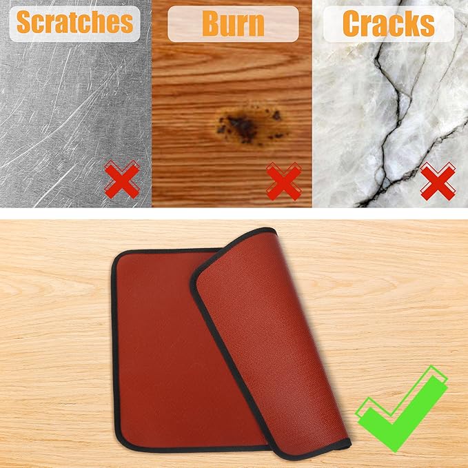 15x18in Heat Resistant Grill Mats for Outdoor Grill to Protect Your Prep Table and Outdoor Grill Table - Fire Proof & Water Proof & Oil Proof BBQ Mat - Red (1mm)