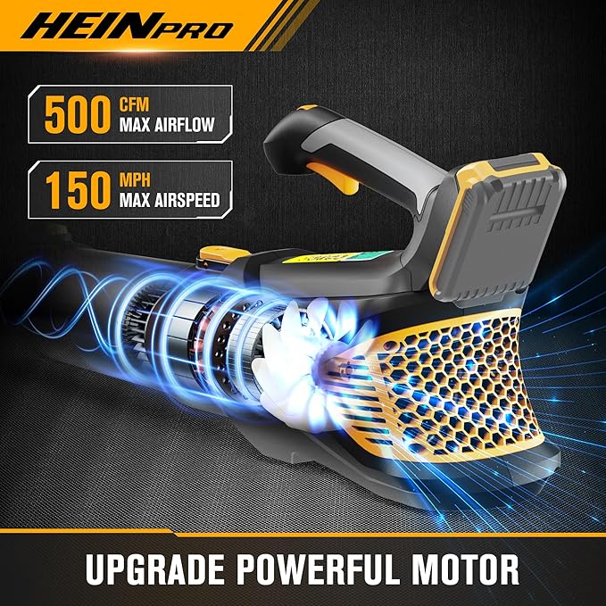 Cordless Leaf Blower 500CFM Compatible with DEWALT 20V Max Battery (Tool Only), Electric Leaf Blower Cordless with 5 Speed Modes, Lightweight Battery Powered Leaf Blowers for Lawn Care