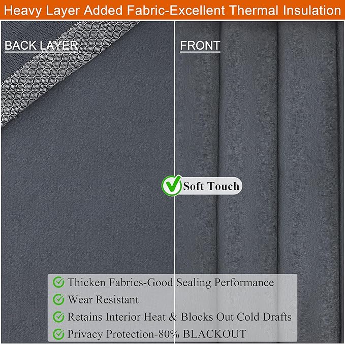 Magnetic Thermal Insulated Door Curtain,Thicker Layered Fabric Self Closing Door Curtains,Temporary Thermal Curtains Keep Warm Winter&Cool Summer,Privacy Barn Draft Stopper Cover