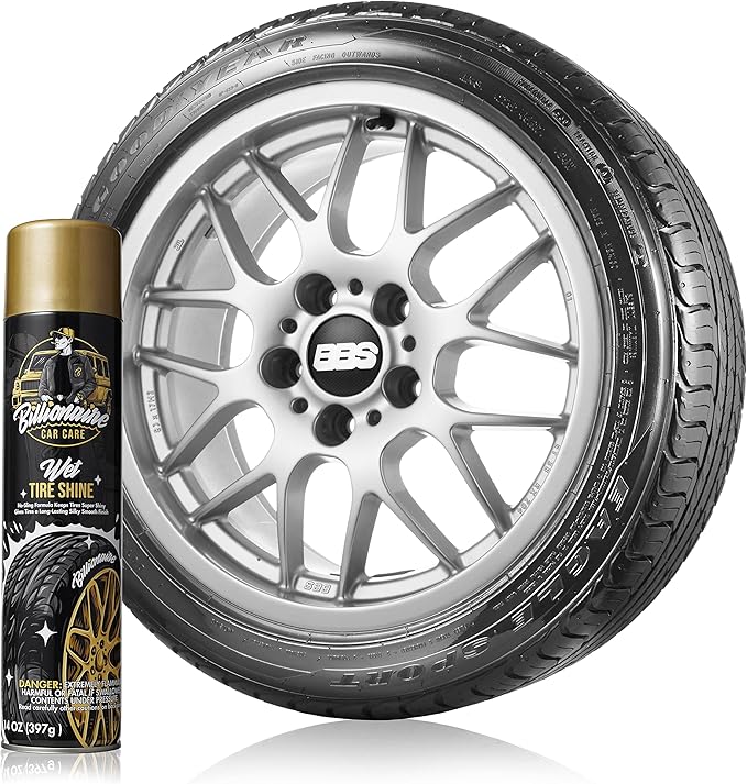 Billionaire Tire Shine – Wet Tire Shine 2Pack 1 Can 14 oz- Spraying maximum Protection Fast Dry - Shine Wheels Tire Care Long Lasting Rain Resistant tire Rubber Moulding Bumpers – Car Detailing (2)
