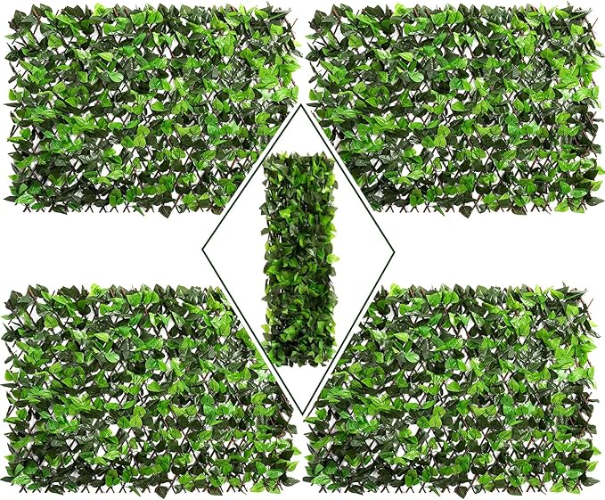DOEWORKS Expandable Fence Privacy Screen for Balcony Patio Outdoor, 4PCS Faux Ivy Fencing Panel for Backdrop Garden Backyard Home Decorations