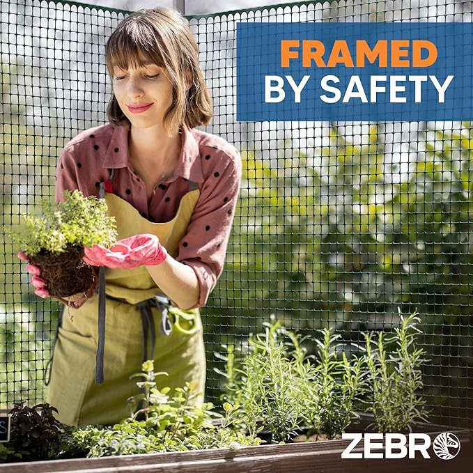 3/4" Square Mesh Plastic Fence Roll (4' x 100' - Green) - Unobtrusive 4 Foot High Temporary Garden Fencing Netting to Protect Plants, Patio, Porch, Yards and Outdoor Spaces from Deer & Animals