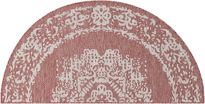 Unique Loom Outdoor Traditional Collection Area Rug - Timeworn (3' 1" x 6' 1" Hearth Rust Red/Gray)