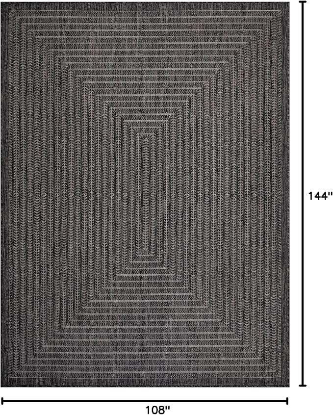 Adiva Rugs Outdoor Indoor Area Rug, Weather Resistant, Easy to Clean, Stain Resistant Floor Mat for Dining Room, Backyard, Deck, Patio (Pebble Weiss, 9' x 12')