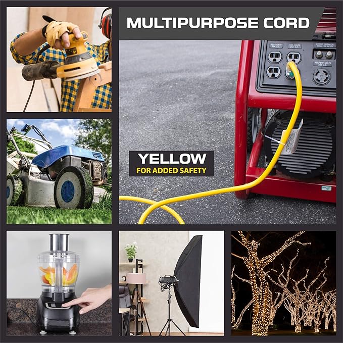 IRON FORGE CABLE 2 Pack of 100 Foot Lighted Outdoor Extension Cord - 12/3 SJTW Heavy Duty Yellow Extension Cable with 3 Prong Grounded Plug for Safety, 15 AMP - Great for Garden and Major Appliances