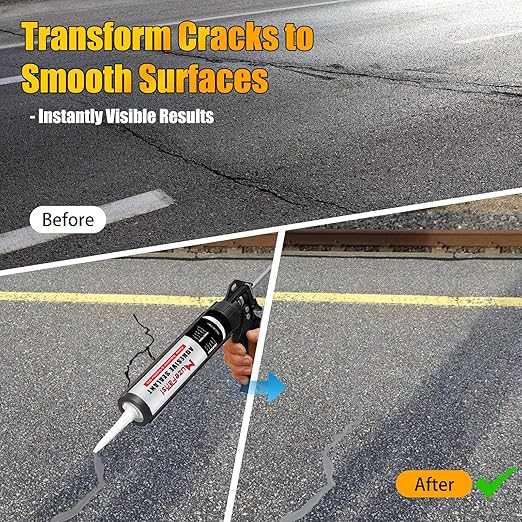 Cement Crack Filler, Flexible Self-Leveling Sealant, Concrete Crack Repair Sealant for Horizontal Surfaces, 10.1 fl. oz (4 Pack, Gray)