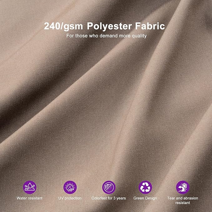 PURPLE LEAF 10' X 13' Double Top Cantilever Patio Umbrella Deluxe Large Outdoor Umbrella Rectangle Offset Umbrella with Fade Resistance for Garden Deck Pool Patio, Ash Mocha