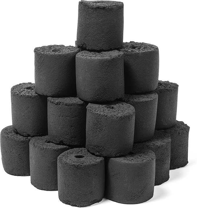 Coconut Charcoal BBQ Briquettes | Organic, Long-Burn, High Heat, Low Ash, No Sparks | Perfect for Christmas & Winter Grilling, Cookouts, Smokers & Roasting | Even Burn & Mild Flavor - 6PACK