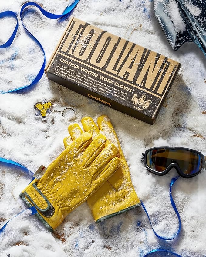 toolant Winter Leather Work Gloves, Warm 3M Thinsulate Lining for Cold Weather Work, Thermal Insulated Gloves