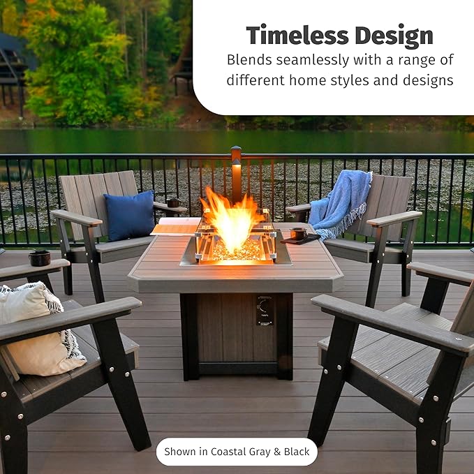 LuxCraft 51" Lumin Rectangular Gas Propane Fire Pit Table for Outdoor Patio with Tempered Glass Wind Guard and Stainless Steel Burner Cover - Amish Made in USA (Antique Mahogany)