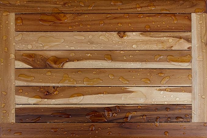 EcoDecors Eleganto 30 Inch Natural Color Waterproof Teak Wood Shower Bench Stool Seat Chair For Inside Shower Provides Safety, Storage, and Organization For Bathroom Accessories