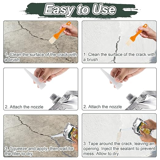 Oriflame Concrete Crack Filler: Self-Leveling Cement Crack Filler - High Elasticity & Weather-Resistant Waterproof Repair Sealant for Driveway/Walkway/Patio/Joint/Outdoor/Indoor - Grey (2 PCS)