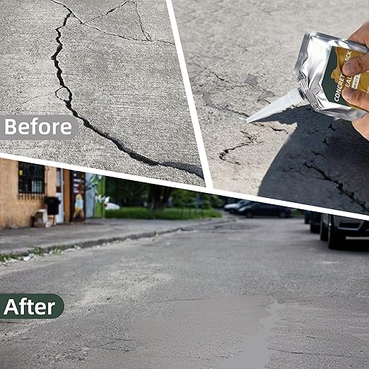 Oriflame Concrete Crack Filler: Self-Leveling Cement Crack Filler - High Elasticity & Weather-Resistant Waterproof Repair Sealant for Driveway/Walkway/Patio/Joint/Outdoor/Indoor - Grey (2 PCS)