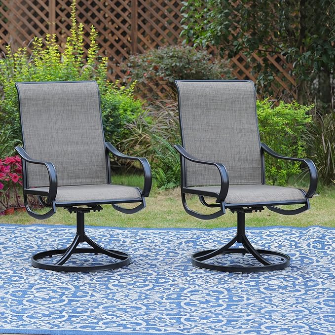 Sophia & William Patio Chairs All Weather Patio Dining Chairs Set of 2 Swivel Patio Chairs Textilene High Back for Lawn Garden Backyard Weather Resistant-Black Metal Frame
