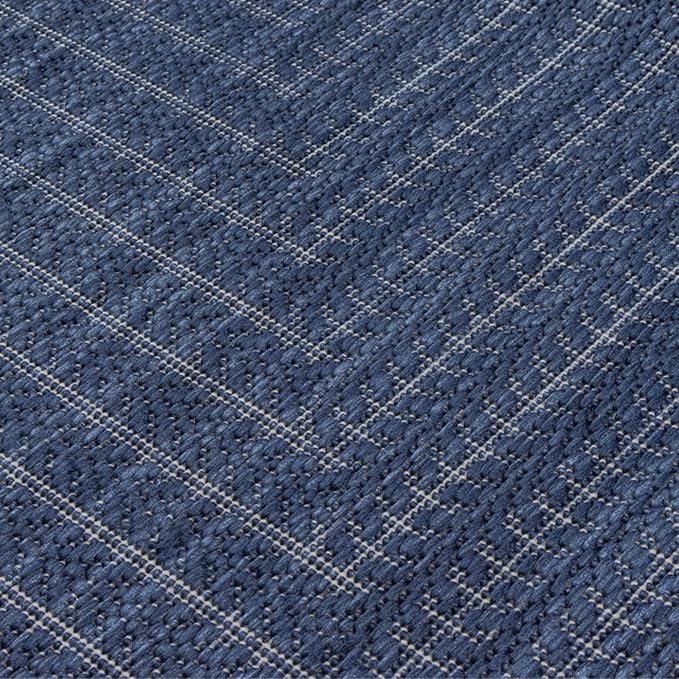 Adiva Rugs Outdoor Indoor Area Rug, Weather Resistant, Easy to Clean, Stain Resistant Floor Mat for Dining Room, Backyard, Deck, Patio (Navy Weiss, 10' x 14')