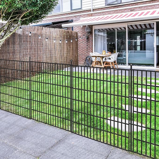 15 Panels No Dig Garden Fence, 32 in(H) X36.3 ft(L) Metal Fence Panels, Thickened Rustproof Garden Fencing, Animal Barrier Fence for Dogs, Rabbits, and Patio