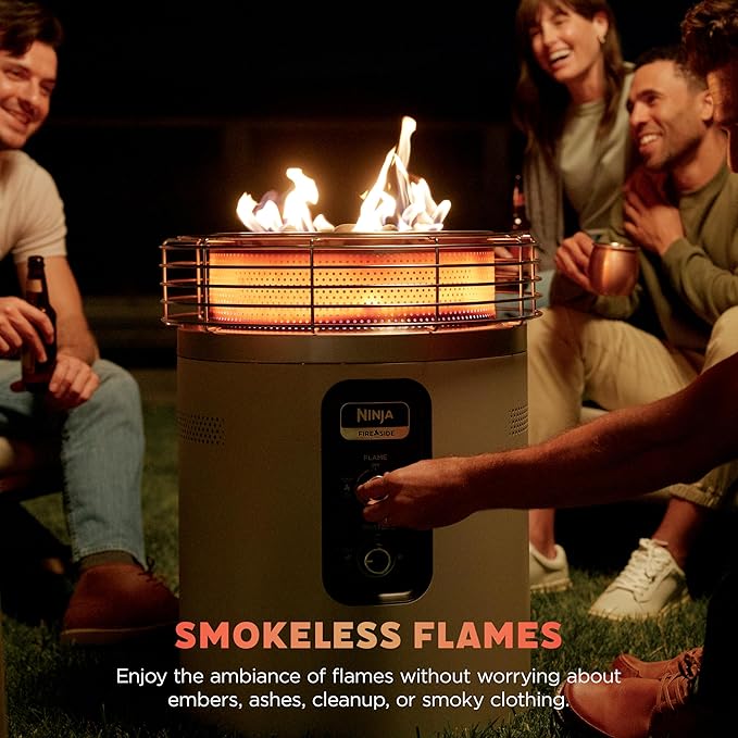 Ninja |Fireside360™ | Outdoor Heater & Fire Pit| 3 Modes: Flame, Heat, Flame & Heat| Portable for Patio, Deck, Camping, Beach | Easy Control Flames & Heat| Push to Start Ignition| Stone | OF101ST