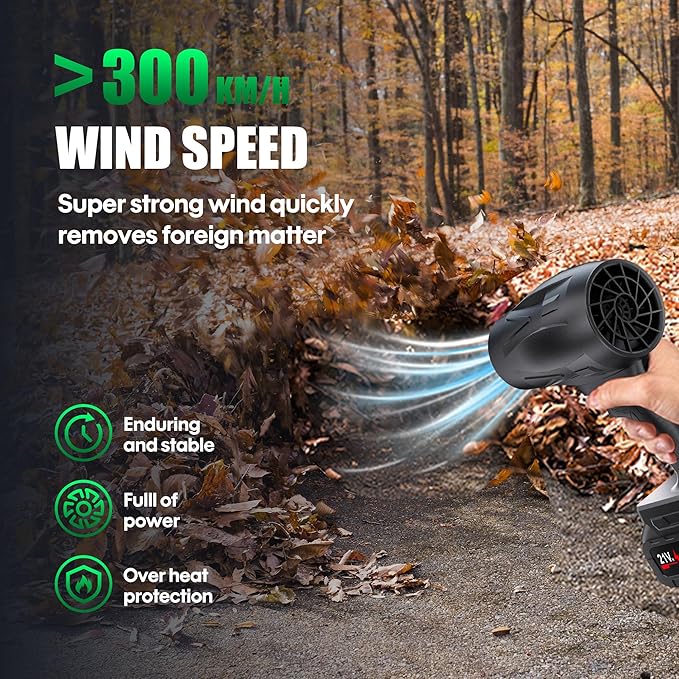 DAILYLIFE Electric Cordless Leaf Blower, 130MPH Handheld Leaf Blower, 2X 2.6Ah Battery and Charger Included, Lightweight & Portable for Patio Cleaning, Lawn Care, Car and Dust